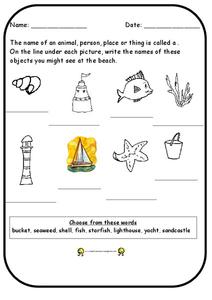 Beach Nouns Worksheet