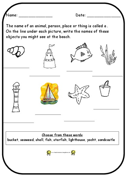 Beach Nouns Worksheet