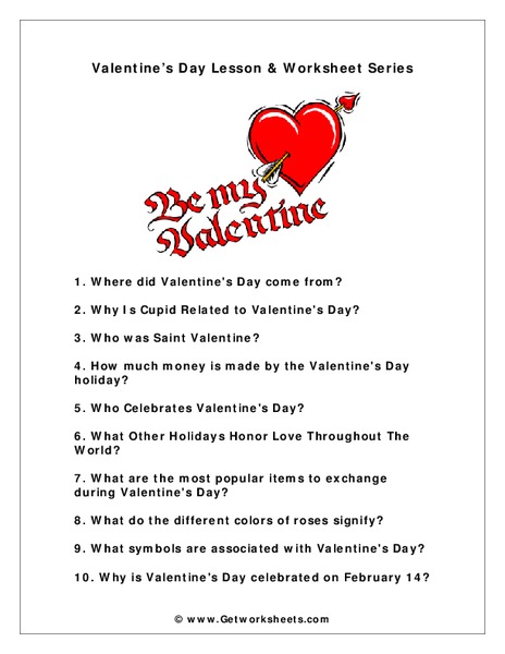 Be My Valentine Worksheet