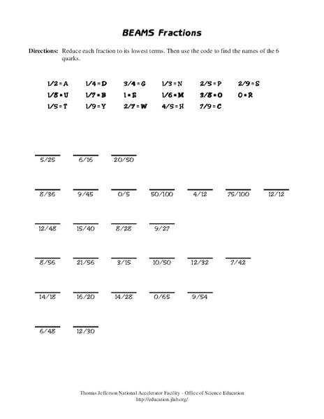BEAMS Fractions Worksheet