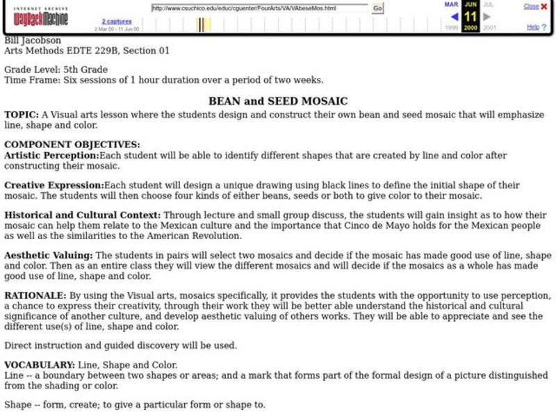 BEAN and SEED MOSAIC Lesson Plan