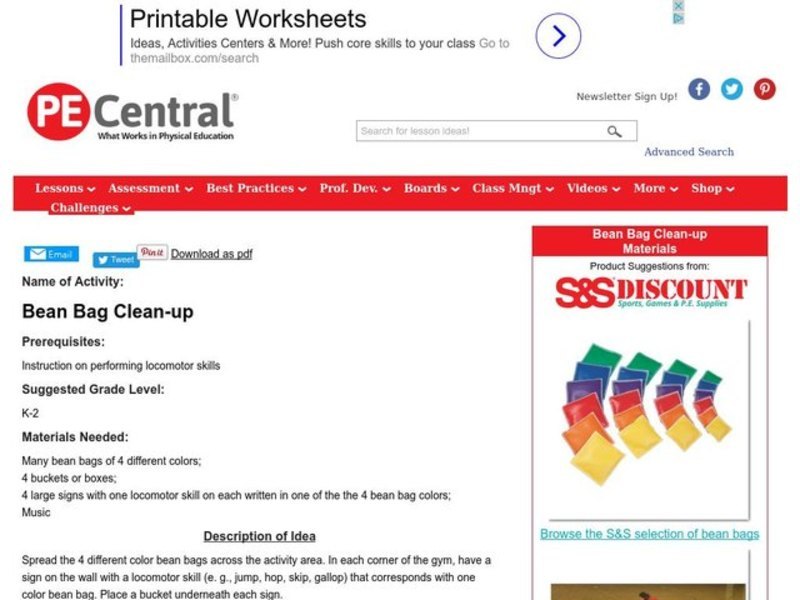 Bean Bag Clean-up Lesson Plan