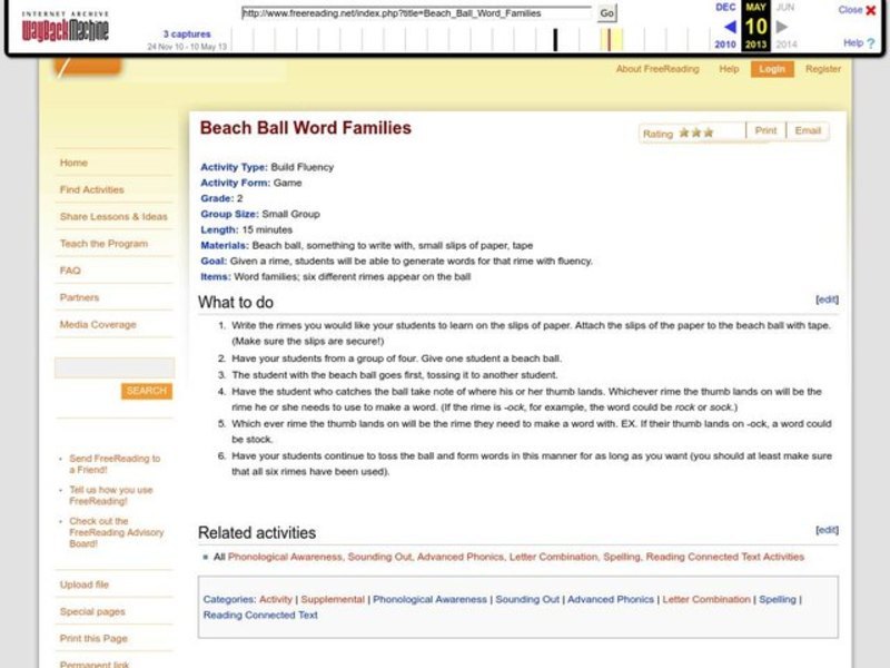 Beach Ball Word Families Lesson Plan