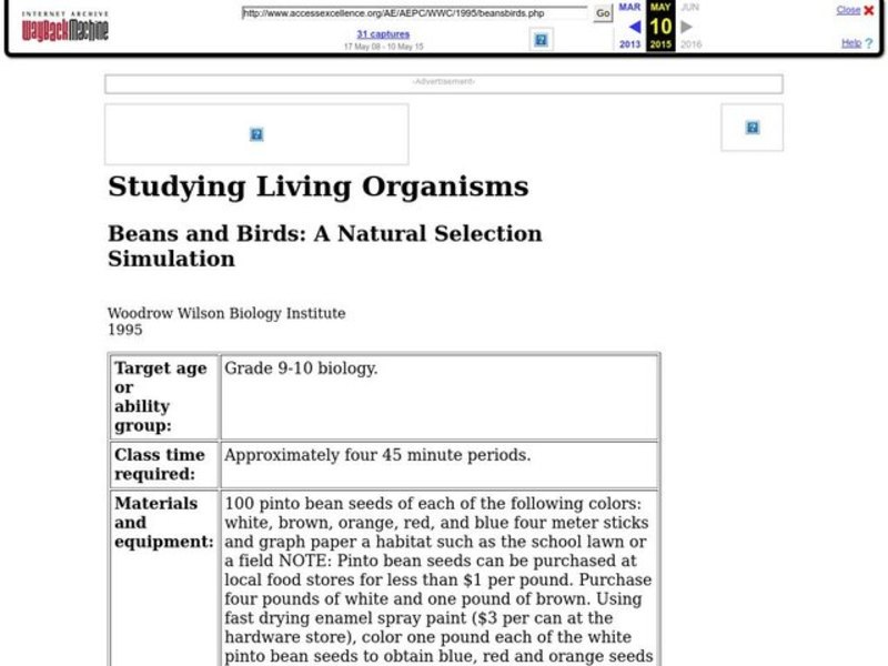 Beans and Birds: A Natural Selection Simulation Lesson Plan