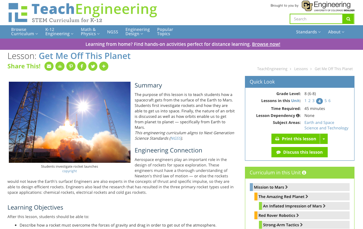 Get Me Off This Planet Lesson Plan