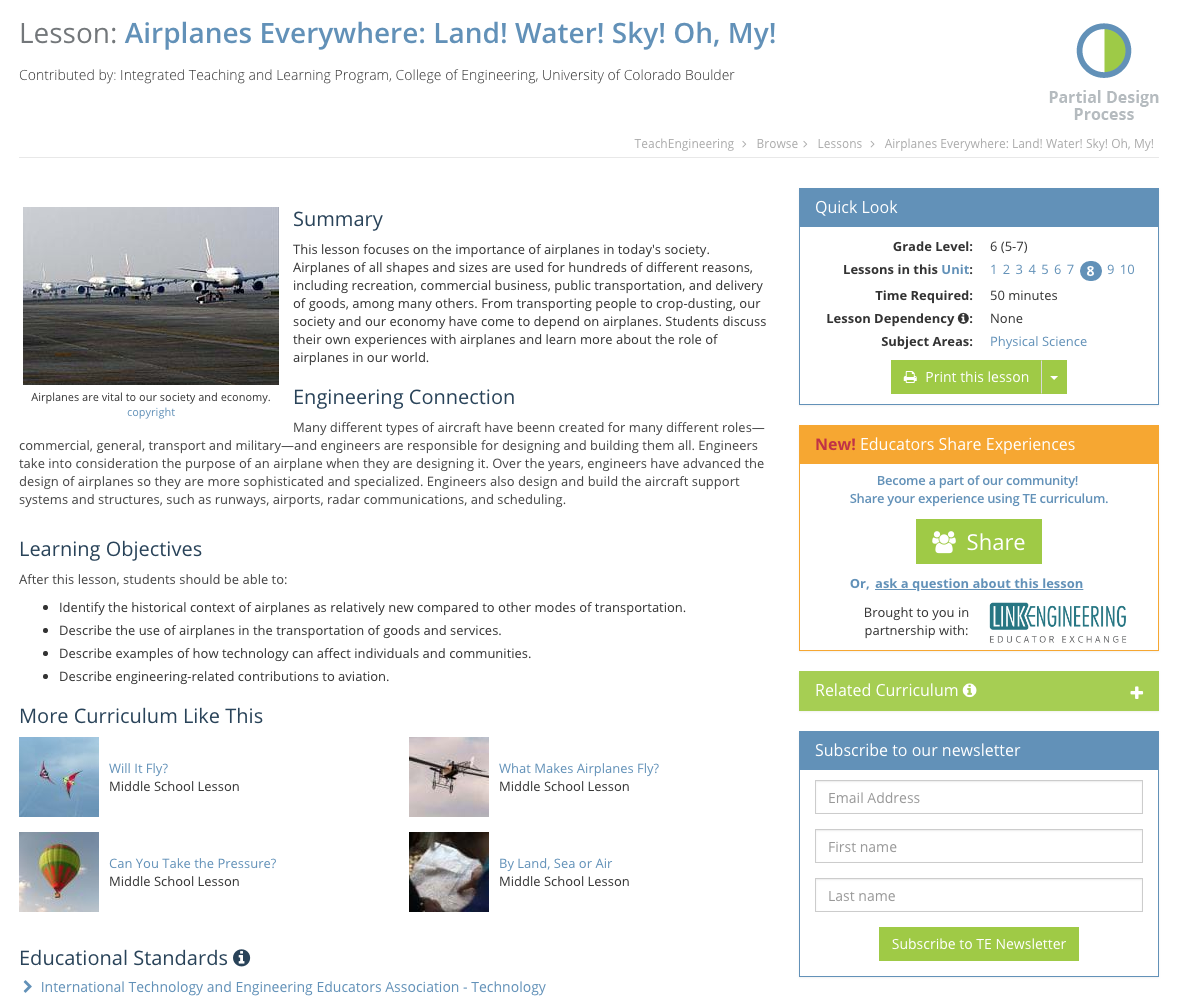 Airplanes Everywhere: Land! Water! Sky! Oh, My! Lesson Plan