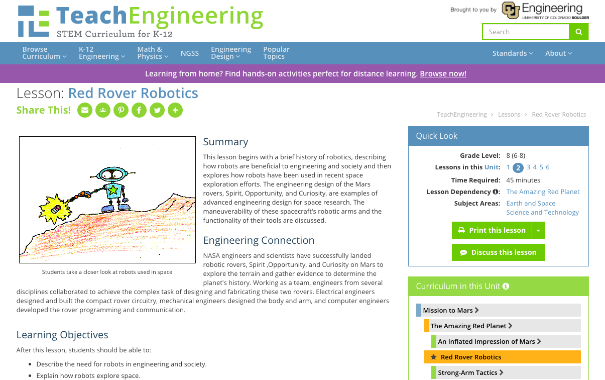 Red Rover Robotics Lesson Plan