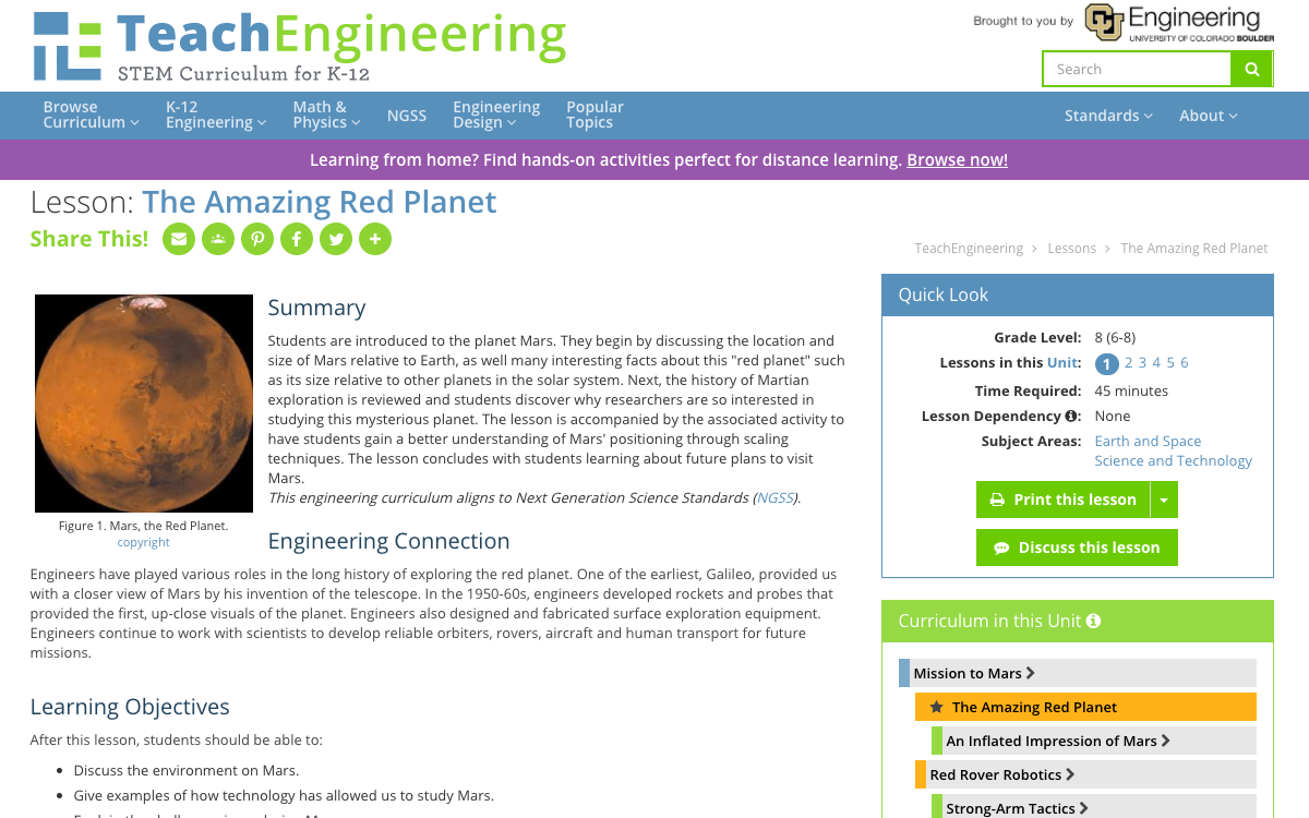 The Amazing Red Planet Lesson Plan