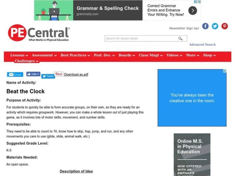 Beat the Clock Lesson Plan