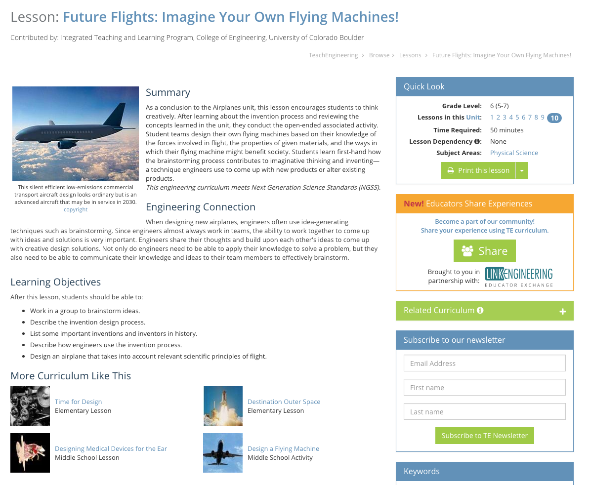 Future Flights: Imagine Your Own Flying Machines! Lesson Plan