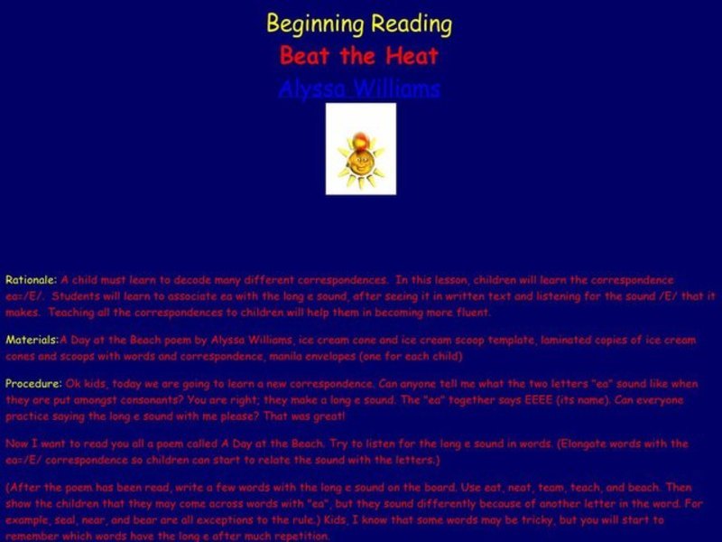 Beat the Heat Lesson Plan