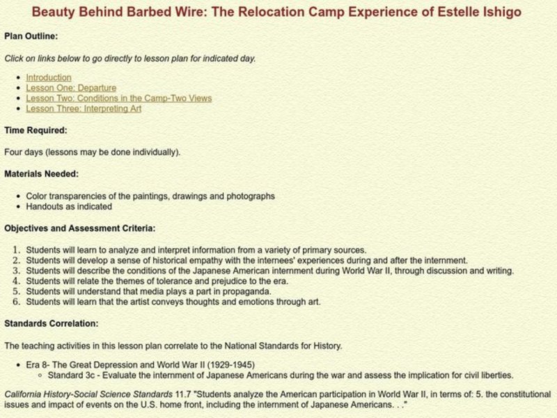 Beauty Behind Barbed Wire: The Relocation Camp Experience of Estelle Ishigo Lesson Plan