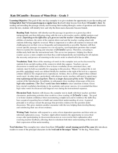 Because of Winn-Dixie Lesson Plan