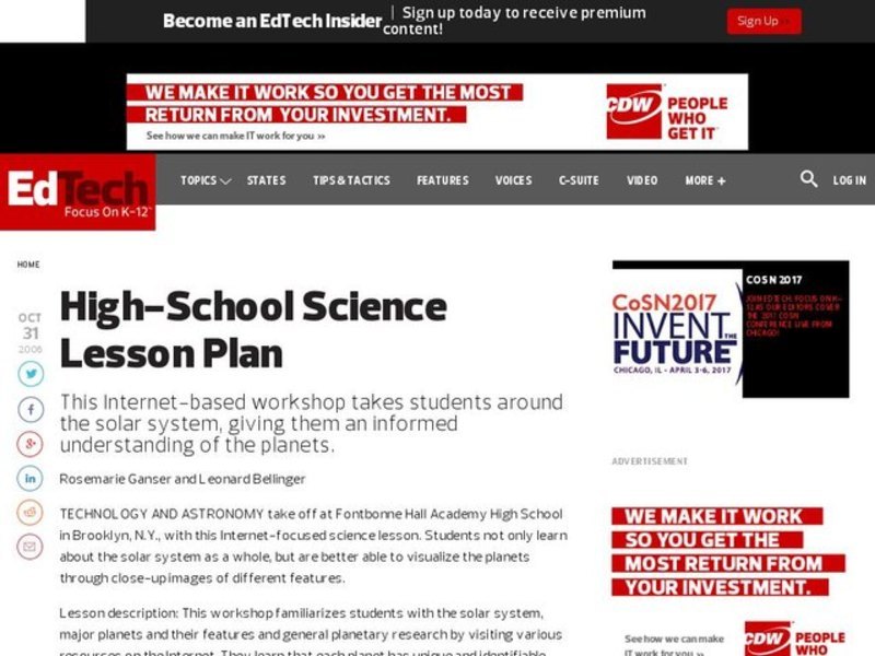 Surfing the Solar System Lesson Plan