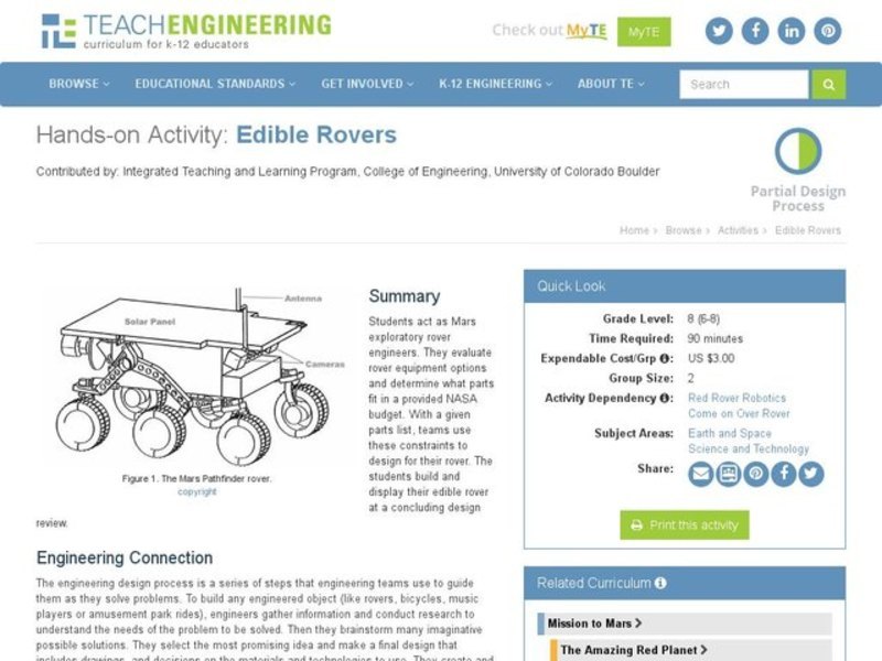 Edible Rovers Activity