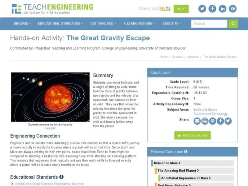 The Great Gravity Escape Activity
