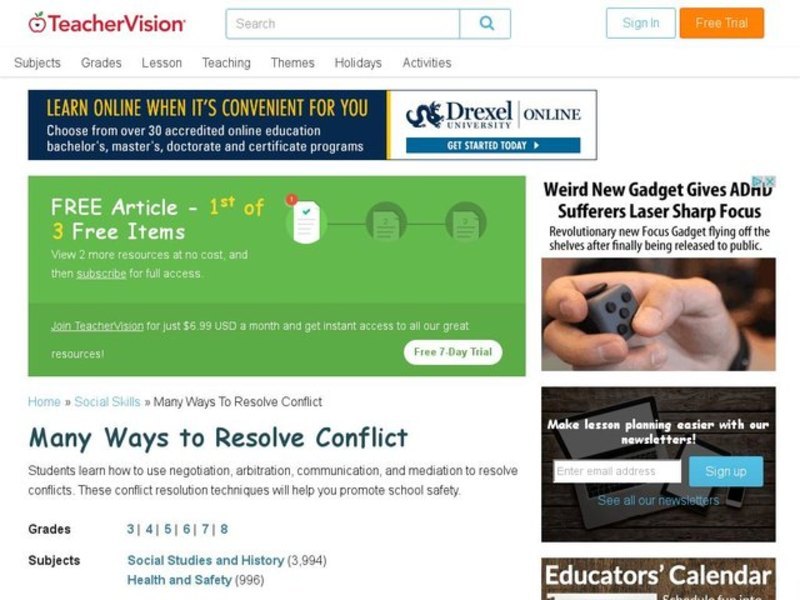 Many Ways to Resolve Conflict Lesson Plan