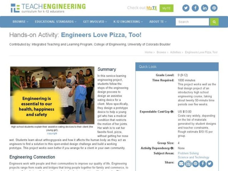 Engineers Love Pizza, Too! Activity