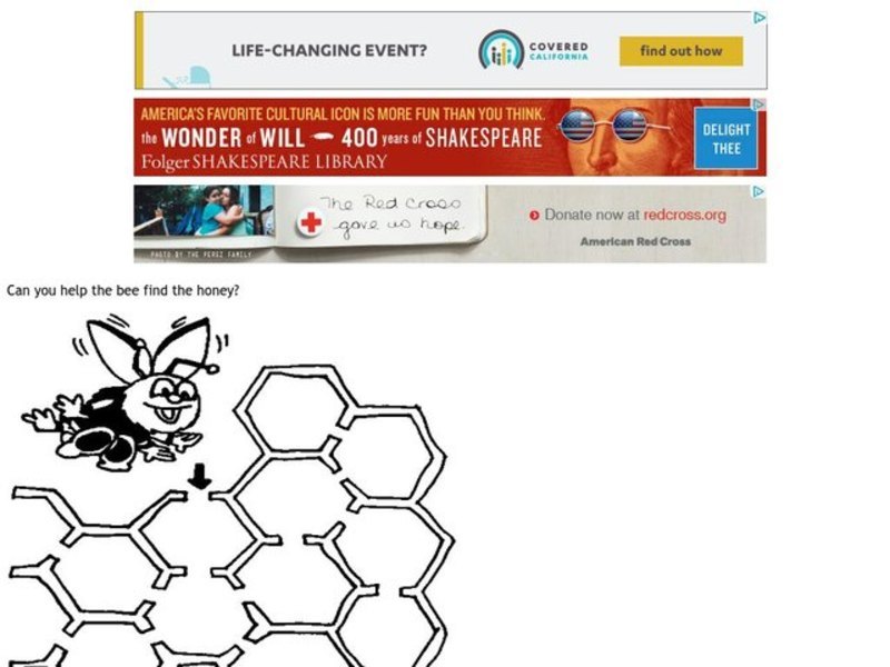 Bee Maze Worksheet