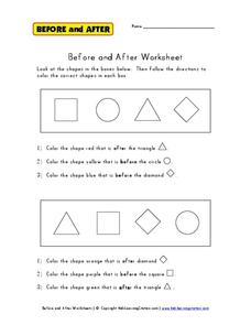 Before and After Worksheet Worksheet