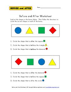 Before and After Worksheet Worksheet