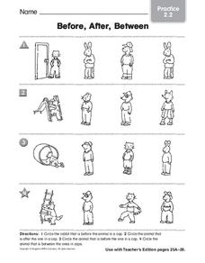 Before, After, Between Worksheet