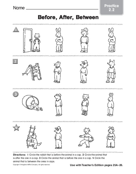 Before, After, Between Worksheet