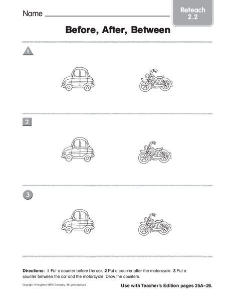 Before, After, Between Worksheet