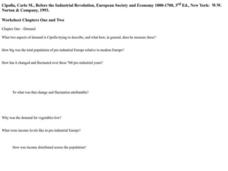 Before the Industrial Revolution Worksheet