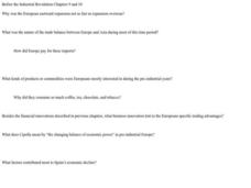 Before the Industrial Revolution Worksheet