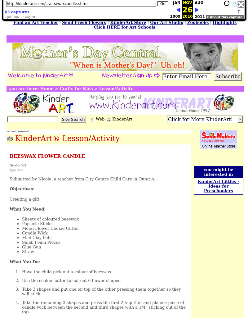 Beeswax Flower Candle Lesson Plan