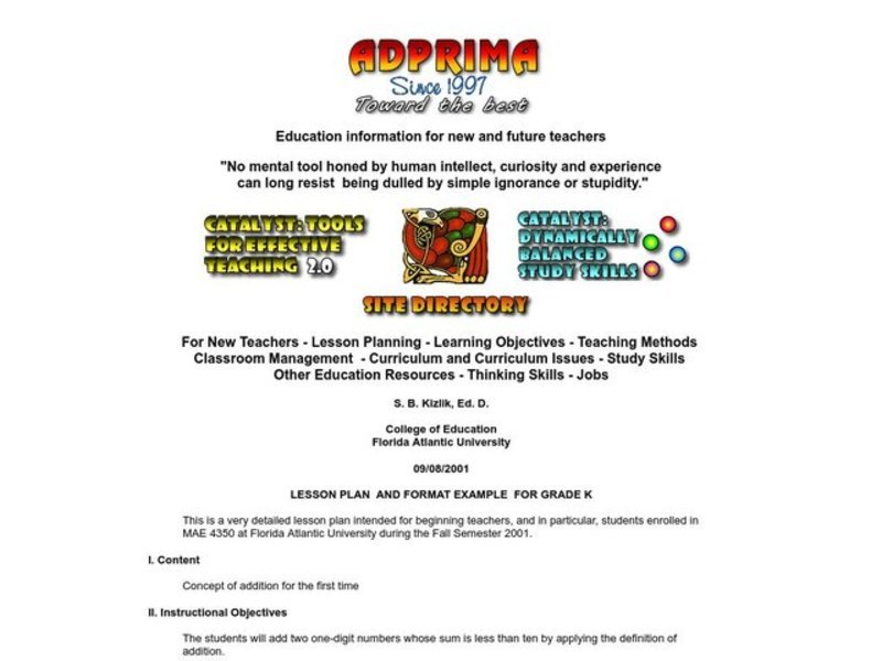Beginning Addition Lesson Plan