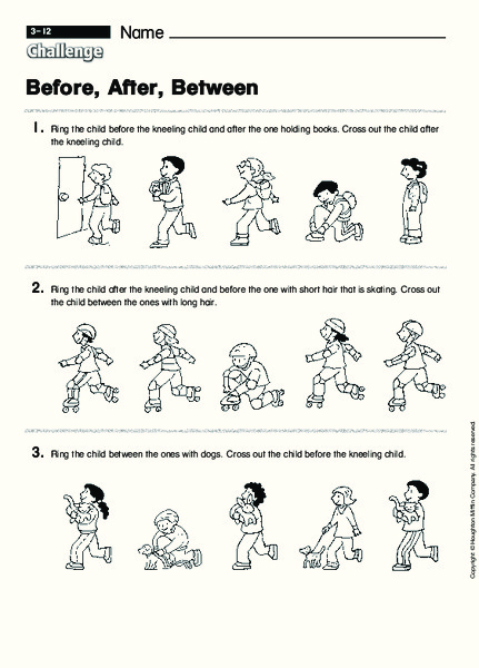 Before, After, Between Worksheet