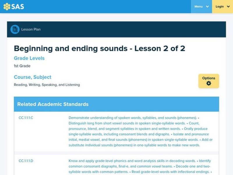 Beginning and Ending Sounds Lesson Plan