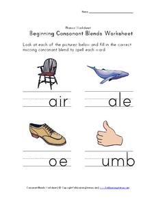 Beginning Consonant Blends Worksheet