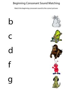 Beginning Consonant Sound Matching Worksheet