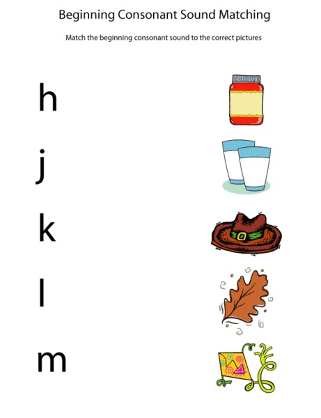 Beginning Consonant Sound Matching Worksheet
