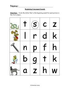 Beginning Consonant Sounds Worksheet