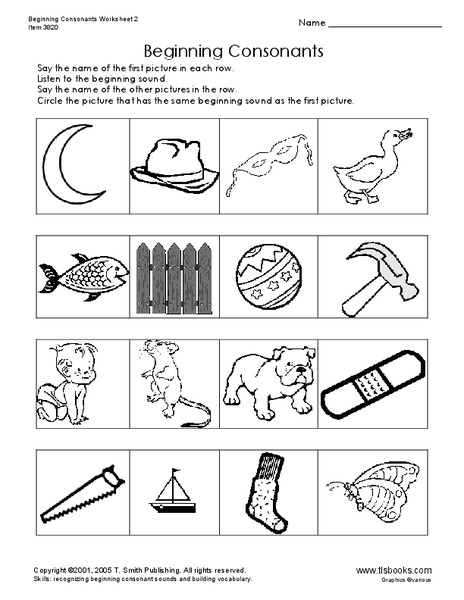Beginning Consonants Worksheet