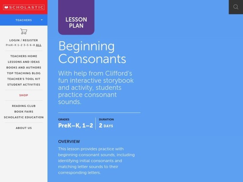 Beginning Consonants Lesson Plan