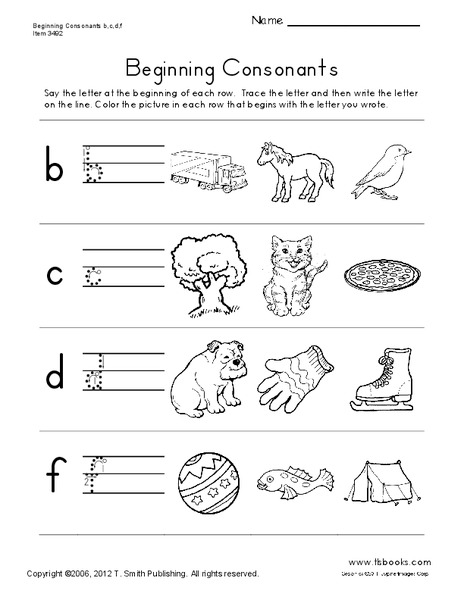 Beginning Consonants Worksheet
