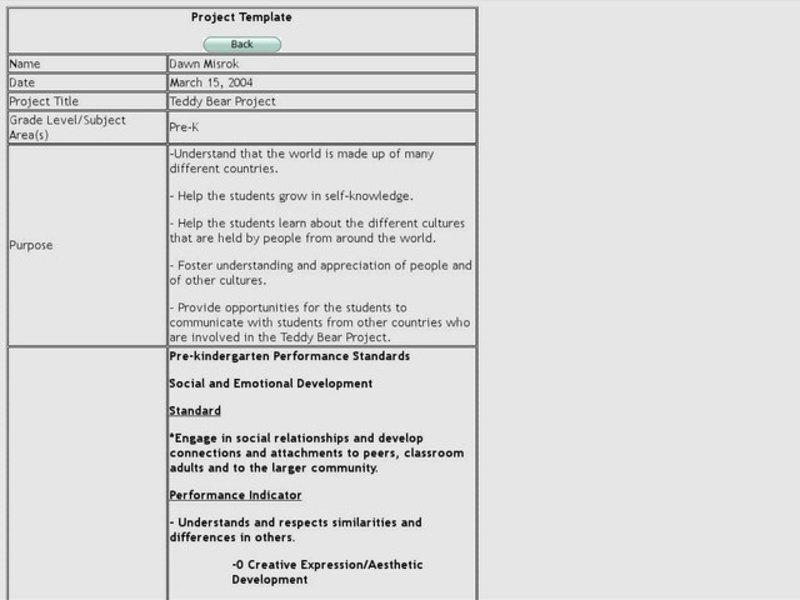 Teddy Bear Project Unit Plan
