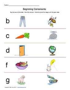 Beginning Consonants Worksheet