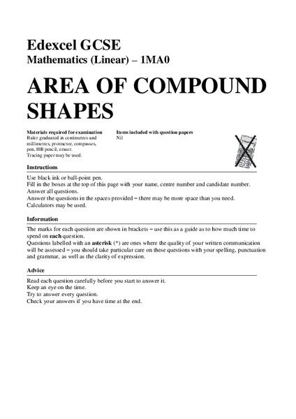 Area of Compound Shapes Assessment