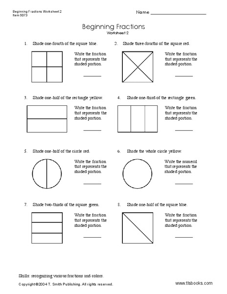 Beginning Fractions Worksheet