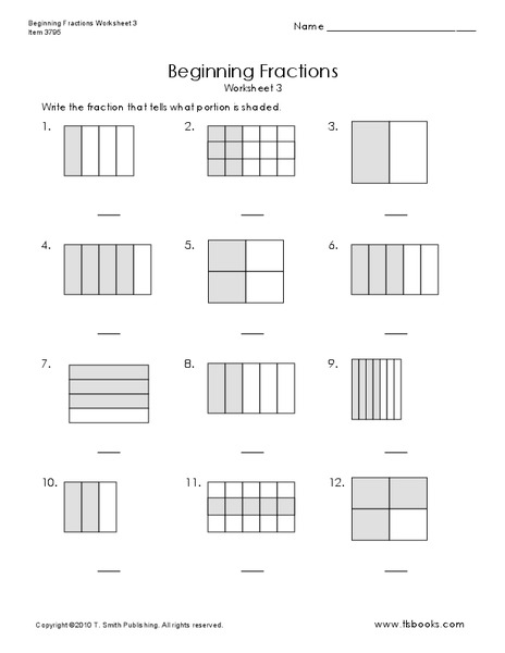 Beginning Fractions Worksheet