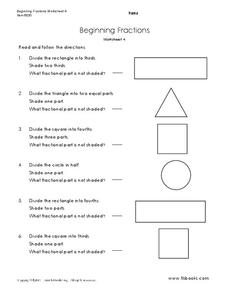 Beginning Fractions Worksheet