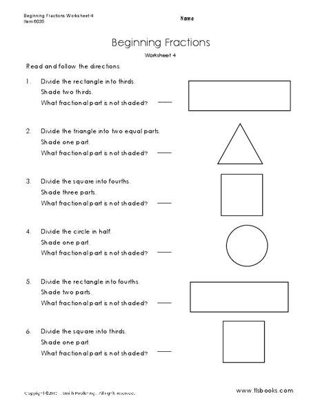 Beginning Fractions Worksheet