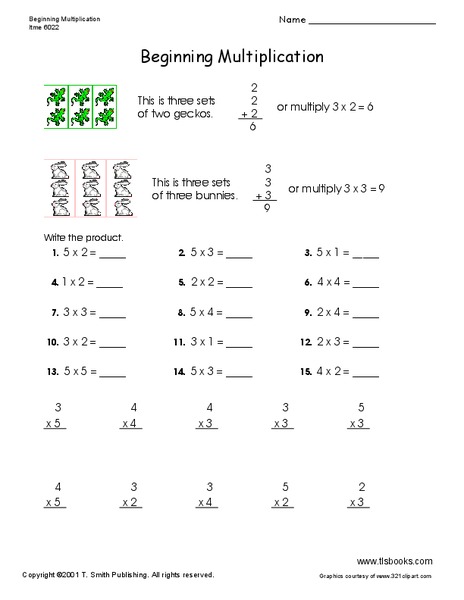 Beginning Multiplication Worksheet