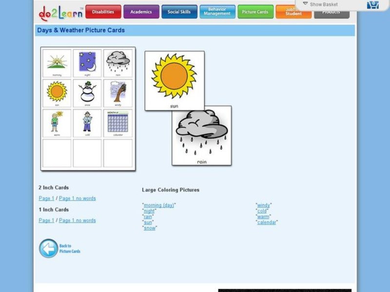 Days and Weather Picture Cards Printables